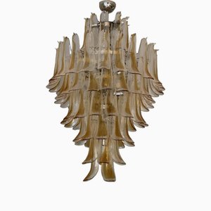 Lámpara de araña grande de cristal de Murano en color arena al estilo de Mazzega