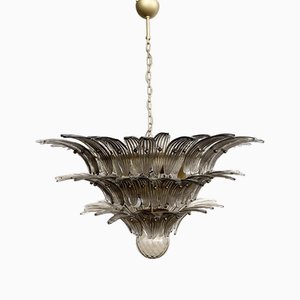 Large Corto Chandelier in Smoked Grey Murano Glass