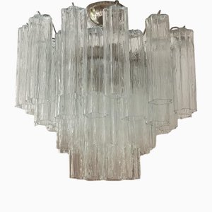 Lampadario vintage tubolare in vetro di Murano