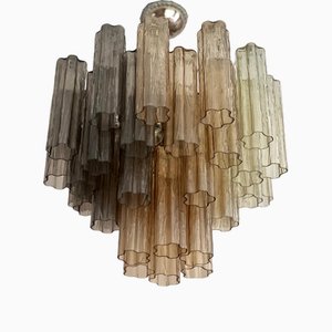 Lámpara de araña tubular de cristal de Murano en Ombre