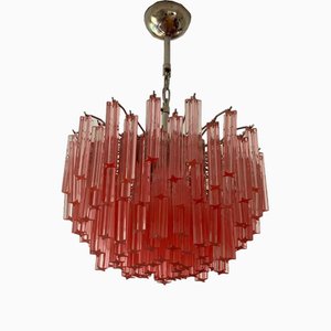 Lampadario in cristallo di Murano rosa