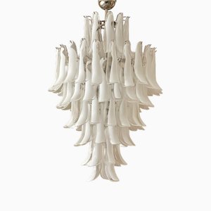 Lámpara de araña de Murano de vidrio blanco de Mazzega