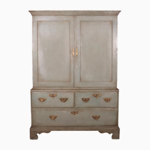 18th Century Painted Linen Cupboard