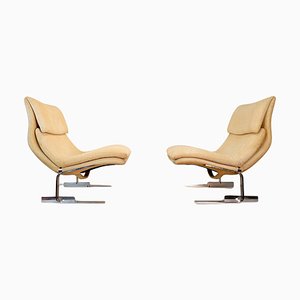 Mid-Century Onda Lounge Chairs attributed to Giovanni Offredi for Saporiti, Italy, Set of 2