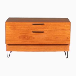 Teak Bedside Chest of Drawers on Hairpin Legs, 1960s