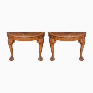 Walnut Console Tables, 1890s, Set of 2