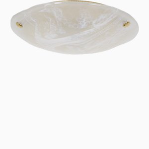 Lampada da soffitto in ottone e vetro di Murano, anni '70