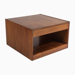 Mesa de centro Cube Mid-Century cuadrada de teca con cajón de dos caras, años 60