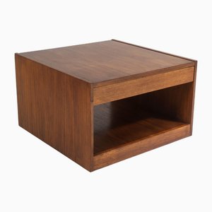 Mid-Century Square Cube Teak Coffee Table with Double Sided Drawer, 1960s