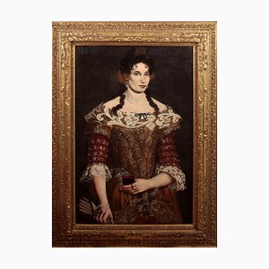 Artista de la escuela italiana, retrato, siglo XVII, pintura al óleo, enmarcado