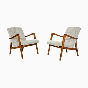 Mid-Century Modern Armchairs in Wood and Fabric, 1960s, Set of 2