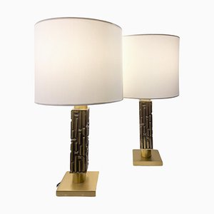 Mid-Century Brass and Bronze Table Lamp attributed to Luciano Frigerio, Italy, 1970s, Set of 2