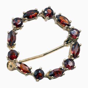 Vintage 8k Yellow Gold Brooch with Garnets