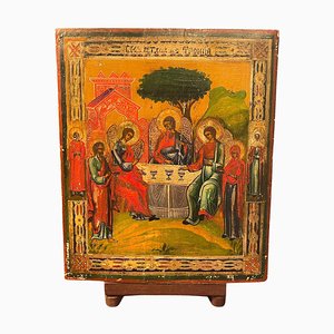 Polychrome Icon with Gold Background, 19th Century