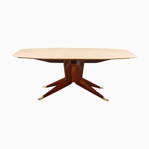 Mid -Century Dining Table with White Marble Top atttibuted to Ico Parisi, 1950s