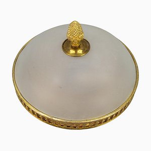 Frosted Glass and Brass Flush Mount, 1950s