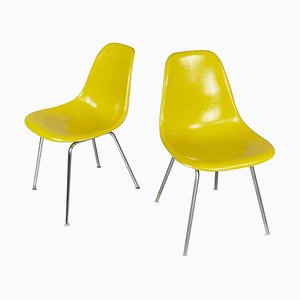 Set of American Yellow Shell Chairs attributed to Charles & Ray Eames for Herman Miller, 1970s