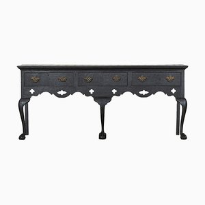 Large English Grain Ebonised Oak Dresser Base, 1870s