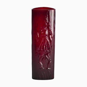 Swedish Red Devil Triangular Glass Vase by Christer Sjögren for Lindshammar, 1960s