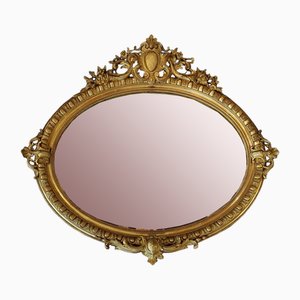 Espejo victoriano rococó de madera dorada