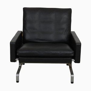 PK-31 Lounge Chair in Black Aniline Leather by Poul Kjærholm, 1970s