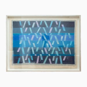 Bernard Myers, Composition Abstraite, Pastel à l'Huile, Encadré