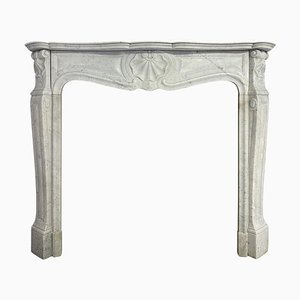 Antique French Louis XV Style Carrara Marble Fireplace Mantel, 1860s