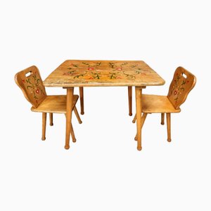 Set de Table Vintage pour Enfant en Hêtre, 1960s, Set de 3