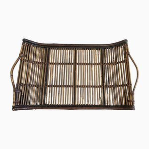 Curved Rattan Tray, 1970s