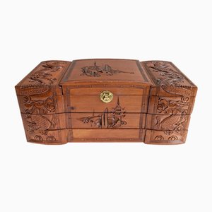 Carved Wood Jewelry Box, 1960s