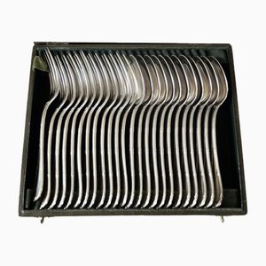 Posate da dessert Rubans vintage placcate in argento di Christofle, Francia, anni '60, set di 24