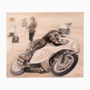 Gabriella Giardi, Moto Honda 500 d'après Mike Hailwood, 2019, Huile sur Toile