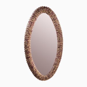 Specchio ovale in oro rosa con ametista di Fratelli Tosi