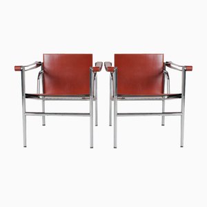 LC1 Armchairs by Le Corbusier, Pierre Jeanneret & Charlotte Perriand for Cassina, Set of 2