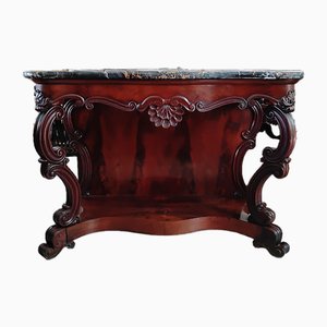 Louis Philippe Console in Mahogany with Black Marble Top, 19th Century