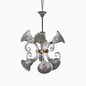 Art Deco Murano Glass Chandelier attributed to Ercole Barovier for Barovier & Toso, 1930s