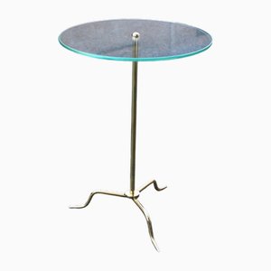 Petite Table de Chevet Minimaliste en Laiton et Verre, Italie