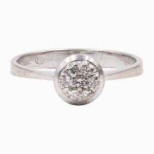 14 Karat Weißgold Ring mit Diamanten, 1960er