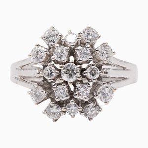 14 Karat Weißgold Ring mit Diamanten, 1970er