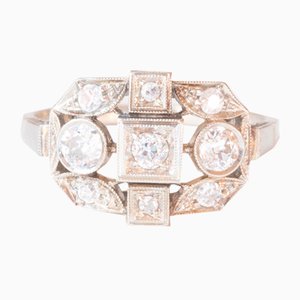 Art Deco Ring aus 18 Karat Weißgold mit Diamanten, 1920er