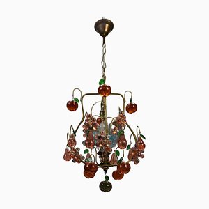 Italian Venetian Pendant Chandelier with Murano Glass Fruits, 1950s