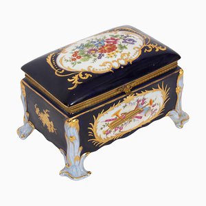 Russische Ormolu Schatulle aus handbemaltem Porzellan, 1980er