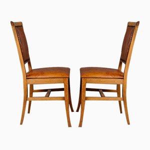 Sheep Leather Dining Chairs with Light Wood Frames, Set of 6