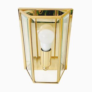 Lámpara de pared Hollywood Regency vintage de vidrio resuelto y dorado