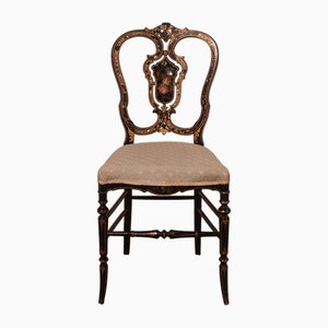 Stuhl Napoleon III aus geschwärztem Holz mit Perlmutt-Intarsie