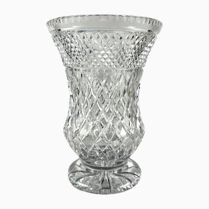 Vaso decorativo vintage in cristallo intagliato, Francia, anni '50