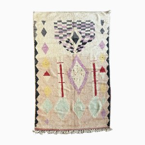 Tappeto Boho Boujad Berber moderno rosa e marrone chiaro, inizio XXI secolo