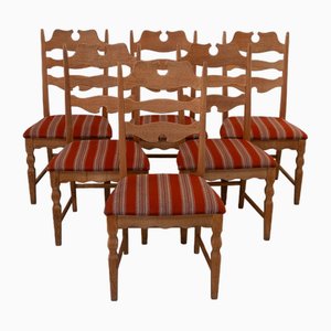 Moderne dänische Razorblade Stühle aus Eiche mit hoher Rückenlehne von Kjærnulf, 1960er, 6er Set