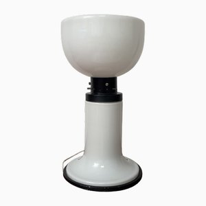 Große Tischlampe aus Metall & Milchglas, 1960er