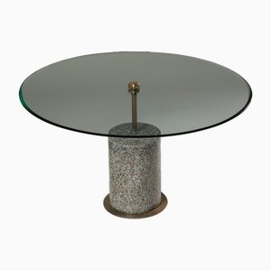 Mesa de centro hecha a mano de terrazo y bronce, Italia, años 60